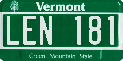 VT license plate LEN181