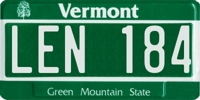 VT license plate LEN184