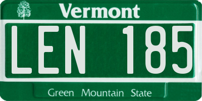 VT license plate LEN185