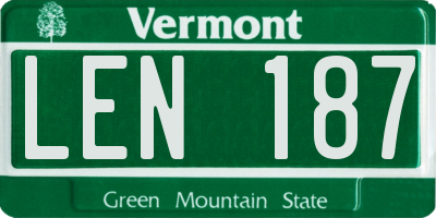 VT license plate LEN187