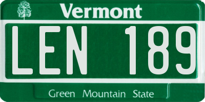 VT license plate LEN189