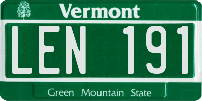 VT license plate LEN191
