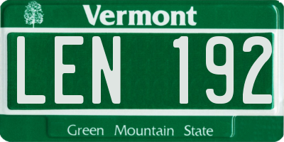 VT license plate LEN192