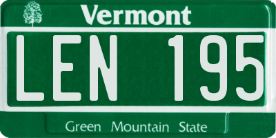 VT license plate LEN195