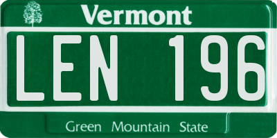 VT license plate LEN196