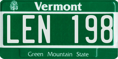VT license plate LEN198