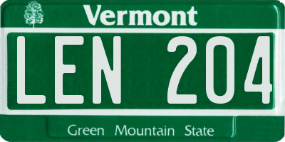 VT license plate LEN204