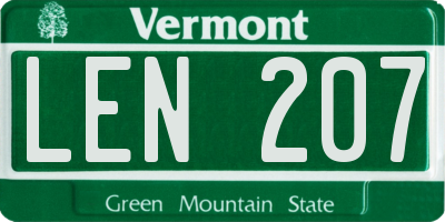 VT license plate LEN207