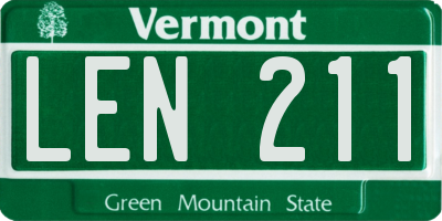 VT license plate LEN211