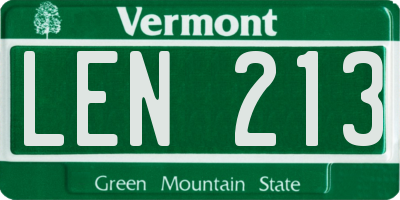 VT license plate LEN213