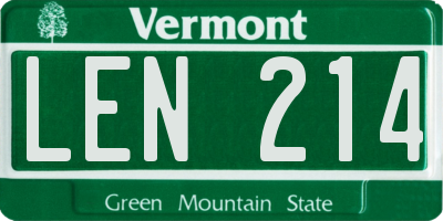 VT license plate LEN214