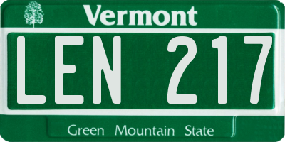 VT license plate LEN217