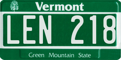 VT license plate LEN218