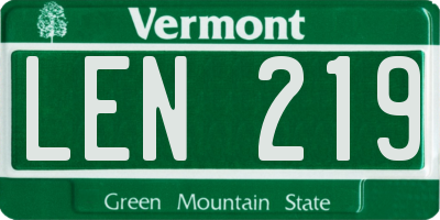 VT license plate LEN219