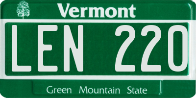 VT license plate LEN220