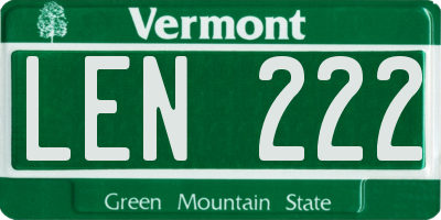 VT license plate LEN222