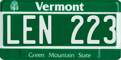 VT license plate LEN223