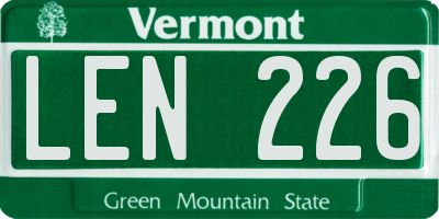 VT license plate LEN226