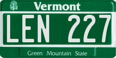 VT license plate LEN227