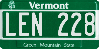VT license plate LEN228