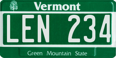 VT license plate LEN234