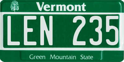 VT license plate LEN235