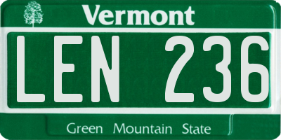VT license plate LEN236