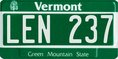 VT license plate LEN237