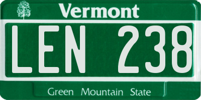 VT license plate LEN238