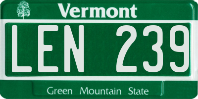 VT license plate LEN239