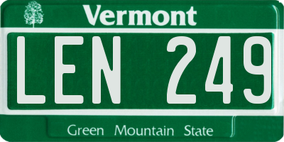 VT license plate LEN249