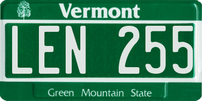 VT license plate LEN255