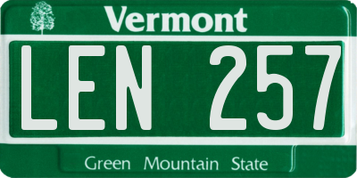 VT license plate LEN257