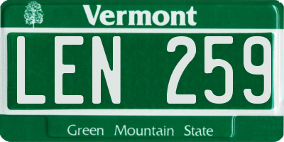 VT license plate LEN259