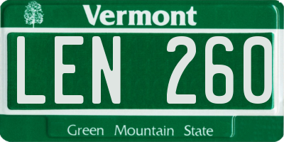VT license plate LEN260