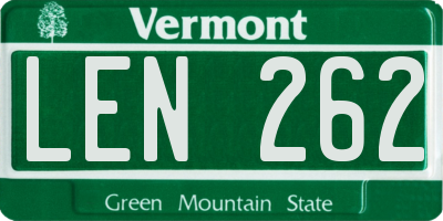 VT license plate LEN262