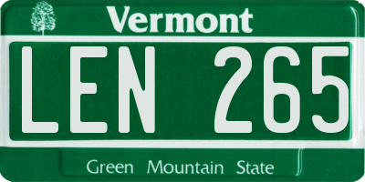 VT license plate LEN265