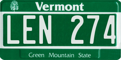 VT license plate LEN274