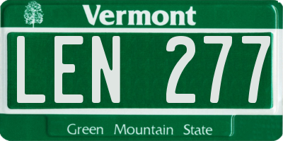 VT license plate LEN277