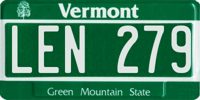 VT license plate LEN279