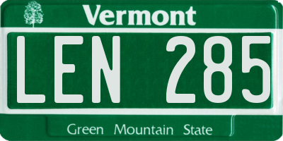 VT license plate LEN285