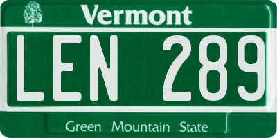 VT license plate LEN289