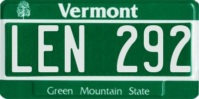 VT license plate LEN292