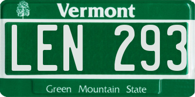 VT license plate LEN293