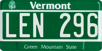 VT license plate LEN296