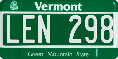 VT license plate LEN298