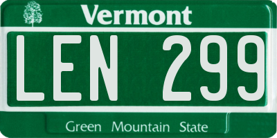 VT license plate LEN299