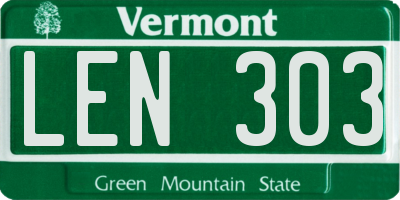 VT license plate LEN303