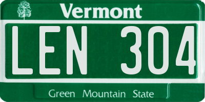 VT license plate LEN304