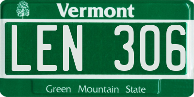VT license plate LEN306